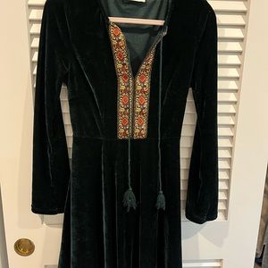 Green velvet dress